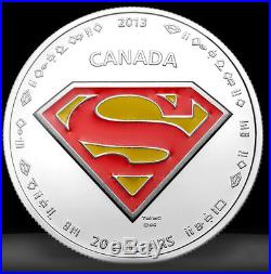 2013 Superman S-Shield, 1oz $20 Fine Silver Coin-CANADA-75th Anniversary