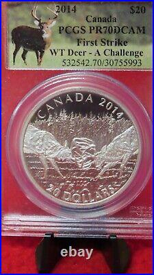 2014 $20 Canada PCGS PR70DCAM White Tailed Deer Challenge 1 oz. 999 silver