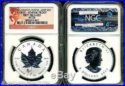 2014 $5 SILVER CANADA MAPLE LEAF HORSE PRIVY NGC PF70 FR 1 OZ. 999 REVERSE PROOF
