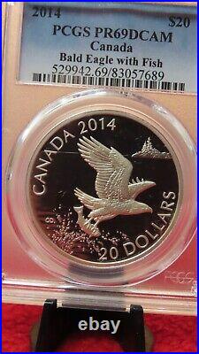 2014 Canada $20 Bald Eagle with Fish. 9999 Silver 1oz $20 Proof PCGS PR69