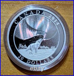 2014 Canada $20 Howling Wolf & Story of the Northern Lights Hologram 1 Oz Silver