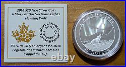 2014 Canada $20 Howling Wolf & Story of the Northern Lights Hologram 1 Oz Silver