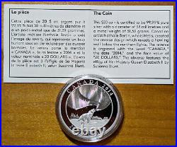 2014 Canada $20 Howling Wolf & Story of the Northern Lights Hologram 1 Oz Silver