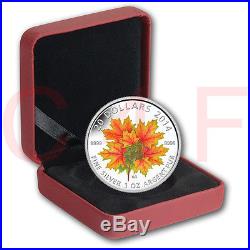 2014 Canada Glow-In-The-Dark Maple Leaf on Autumn Leaves $20 Fine Silver Coin