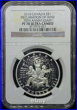 2014 Canada Silver $1 Dollar Ngc Pf70 Ultra Cameo Declaration Of Wwii