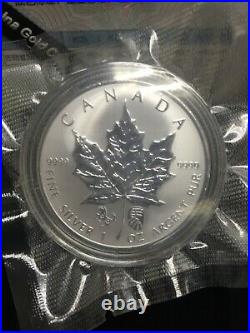2014 Canada Silver Maple Leaf double Horse Chinese Privy RARE BOX COA Min500