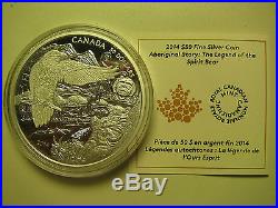 2014 Proof $50 5 oz. 9999 Silver Maple Leaf Legend Spirit Bear SML Canada fifty