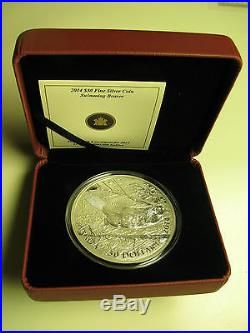 2014 Proof $50 5 oz. 9999 silver Swimming Beaver Canada fifty dollars