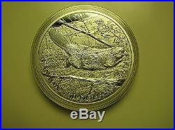 2014 Proof $50 5 oz. 9999 silver Swimming Beaver Canada fifty dollars