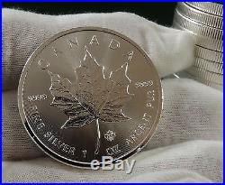 2014 Tube Canadian Silver Maple Leaf Coins Brilliant Uncirculated 25 in Roll