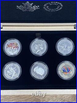 2015 $10 FIFA Women's World Cup Canada Pure. 999 Silver 6-Coin Set Box & COA