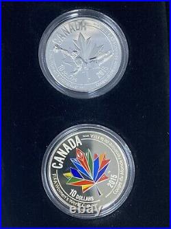 2015 $10 FIFA Women's World Cup Canada Pure. 999 Silver 6-Coin Set Box & COA