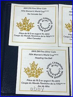 2015 $10 FIFA Women's World Cup Canada Pure. 999 Silver 6-Coin Set Box & COA