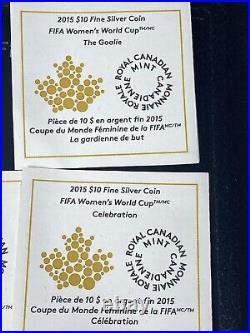 2015 $10 FIFA Women's World Cup Canada Pure. 999 Silver 6-Coin Set Box & COA