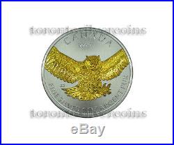 2015 Birds of Prey Series Great Horned Owl Gilded Coin Canada 1 oz Silver