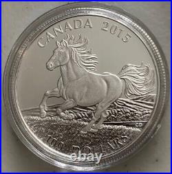 2015 CANADA $100 PURE SILVER MATTE PROOF UNC 1 Oz. Elizabeth II CANADIAN HORSE