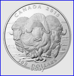 2015 CANADA $100 PURE SILVER MATTE PROOF UNC 1 Oz. Elizabeth II The MUSK OX