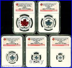 2015 CANADA FRACTIONAL SILVER MAPLE LEAF SET OF 5 NGC PF69 EARLY RELEASES INCUSE