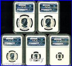 2015 CANADA FRACTIONAL SILVER MAPLE LEAF SET OF 5 NGC PF69 EARLY RELEASES INCUSE