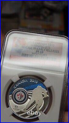 2015 CANADA Winnipeg Jets NHL 1/2 oz NGC PF 69 REVERSE PROOF Silver $10 Coin 2015 CANADA Winnipeg Jets NHL 1/2 oz NGC PF 69 REVERSE PROOF Silver $10 Coin