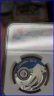 2015 CANADA Winnipeg Jets NHL 1/2 oz NGC PF 69 REVERSE PROOF Silver $10 Coin 2015 CANADA Winnipeg Jets NHL 1/2 oz NGC PF 69 REVERSE PROOF Silver $10 Coin