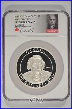 2015 Canada 10 oz Fine Silver $100 Albert Einstein NGC PF70 Ultra Cameo