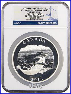 2015 Canada $125 1/2 Kilo Silver Conservation Narwhal NGC PF70 UC ER SKU38586