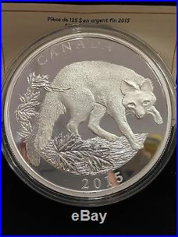 2015 Canada $125 Fine Silver Coin Grey Fox Conservation Series 500g Half Kilo