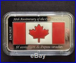 2015 Canada 1.5 oz Silver $50 Anniversary of the Canadian Flag Rectangular Coin