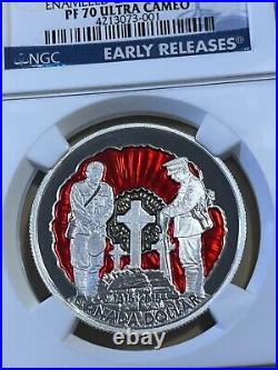 2015 Canada $1 Flanders Field Enameled Silver Proof Graded PR70DCAM by NGC