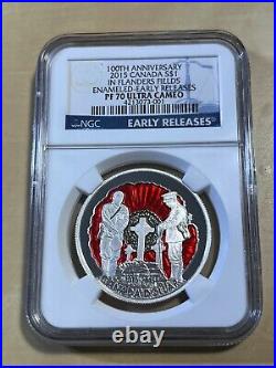2015 Canada $1 Flanders Field Enameled Silver Proof Graded PR70DCAM by NGC