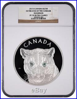 2015 Canada 1 Kilo Proof Silver Enameled Eyes Cougar $250 NGC PF70 UC SKU34500