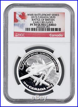 2015 Canada 1 Oz Proof Silver $20 Battle of Britain NGC PF70 UC ER SKU35560