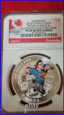 2015 Canada 1oz. 999 Silver $20 Superman DC Action Comics #1 NGC PF69 UltraCameo