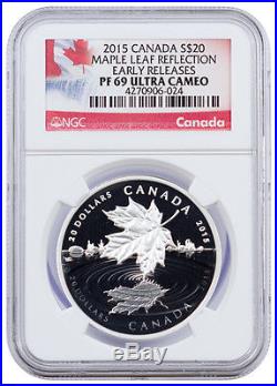 2015 Canada $20 1 Oz Proof Silver Maple Leaf Reflection NGC PF69 UC ER SKU36380