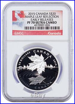 2015 Canada $20 1 Oz Proof Silver Maple Leaf Reflection NGC PF70 UC ER SKU36381