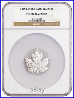 2015 Canada $20 1 Troy Oz Proof Silver Maple Leaf Shape NGC PF69 UC SKU37313