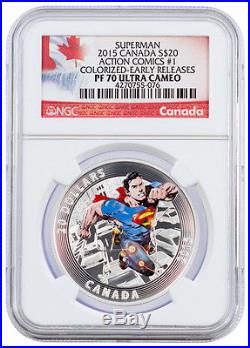 2015 Canada $20 Colorized Silver Superman Comic #1 NGC PF70 UC ER SKU36367
