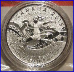 2015 Canada $20 Dollar. 9999 Fine Silver FIFA Women