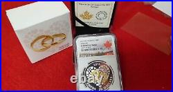 2015 Canada $20 Gilt Wedding Rings. 9999 1 oz silver NGC PF69 Cameo W. Box/COA