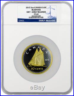 2015 Canada 5 Oz Gilt Silver Big Coin Series Bluenose 10C NGC PF69 ER SKU35331