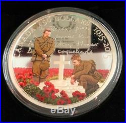 2015 Canada 5 oz. $50 Fine Silver Coin In Flanders Field-100th Anniversary