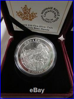 2015 Canada/Canadian. 9999 fine Silver Grizzly Bear Proof quality set of 3