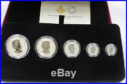 2015 Canada Fine Silver Fractional Set The Maple Leaf 5 Coin. 999 Red Enamel Q2