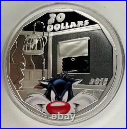 2015 Canada Looney Tunes WB. 999 Silver $20 Colorized 4 Coin & Watch Set Box COA