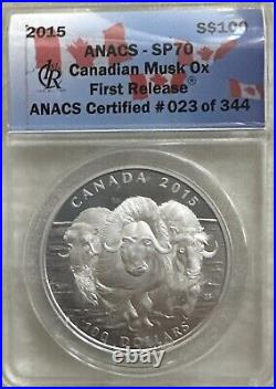 2015 Canada SP70 100 dollars silver coin Musk Ox