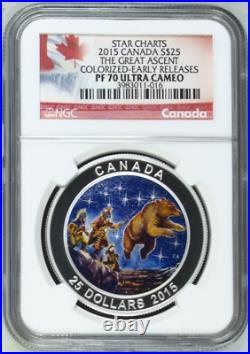 2015 Canada Star Charts Colorized Silver 4-Coin Set All NGC PF 70 Ultra Cameo