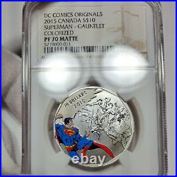 2015 PF70 Matte DC Comics Colorized Superman Canada Silver $10, NGC Graded PR70