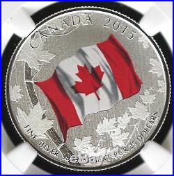 2015 Silver $25 Canada 50th Anniv Canadian Flag NGC SP70 Colorized Special Proof
