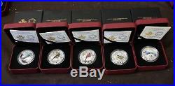 2015 lot $10 Fine silver Colourful Songbirds of Canada complet set